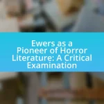 Ewers as a Pioneer of Horror Literature: A Critical Examination